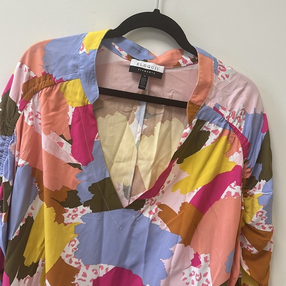 Eloquii Elements • Abstract Print Blouse w/Ruched Sleeves • Sz 24 • NEW! - Picture 4 of 11